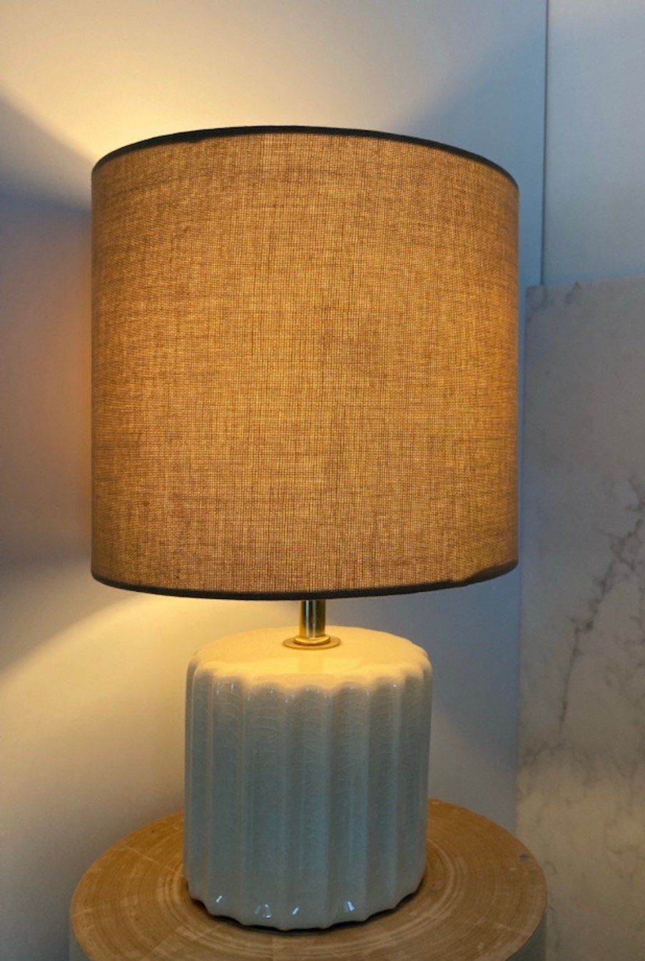 😍😍Moderne linnen beige lamp keramiek lampenvoet tafellamp, Beige, Art deco, Textiel, Ophalen of Verzenden