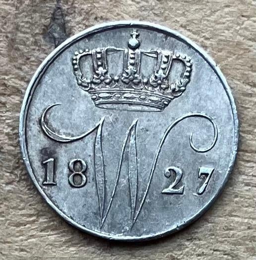 mooie 5 cent Willem I 1827 Utrecht, Ophalen, Zilver, Koning Willem I, Losse munt