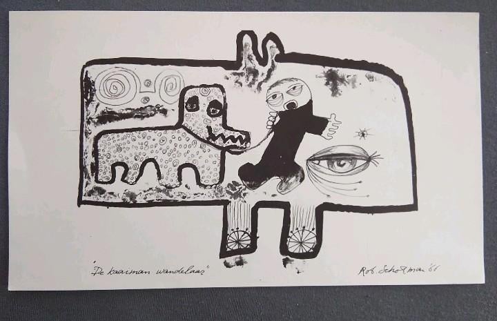Rob Schotman Litho 1966 De Kaaiman Wandelaar, Antiek en Kunst, Ophalen of Verzenden