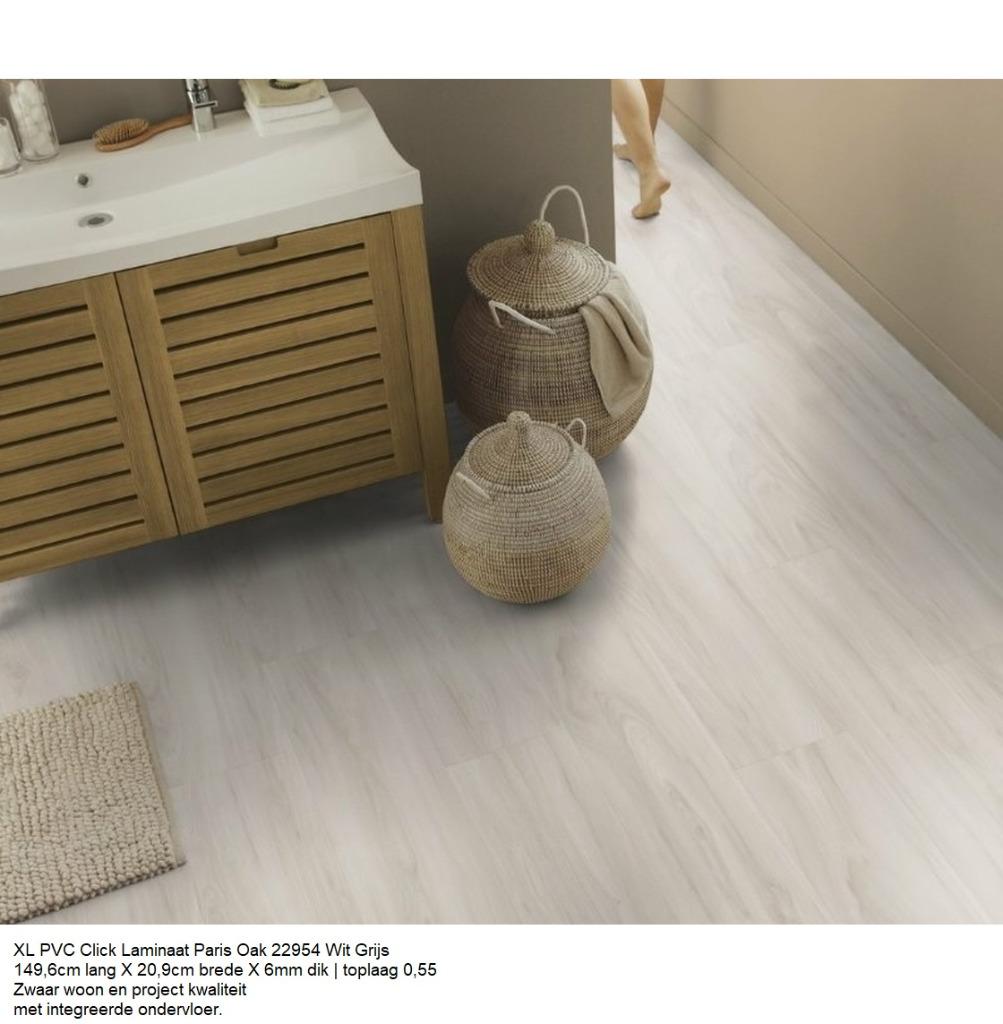 Pvc click Wit Paris Eik 6mm met integreerde ondervloer, 75 m² of meer, Wit, Nieuw, Ophalen of Verzenden