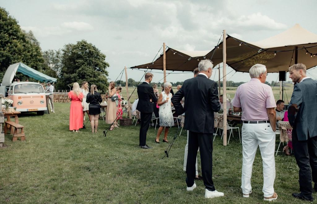 Stretchtent te huur - 7.5 x 10 of 6 x 10 - Zand / Chino, Tuin en Terras, Ophalen, Overige typen, 6 meter of meer, Zo goed als nieuw