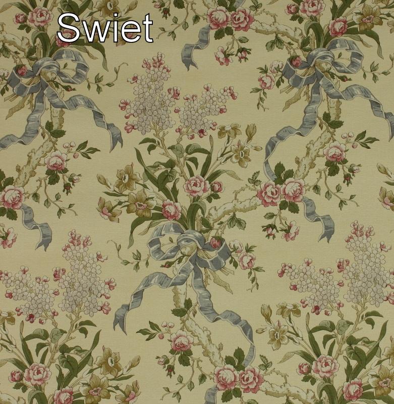 7573 Vintage bloemen behang met strikjes klassiek swiet, Ophalen of Verzenden, Minder dan 10 m², Blauw