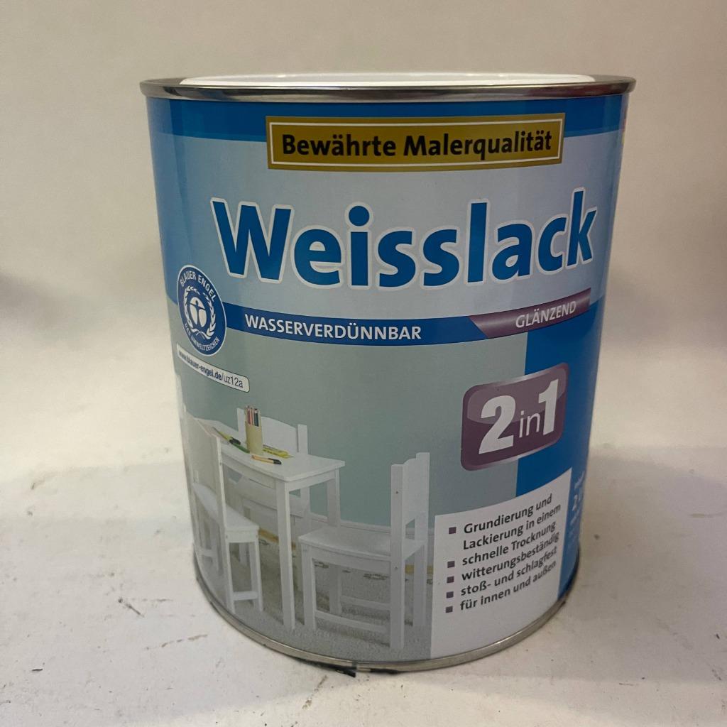 Weisslack Lak Verf Wit 2 in 1 Glanzend Waterbasis 2L, Weisslack, Weisslack, Wit, Nieuw