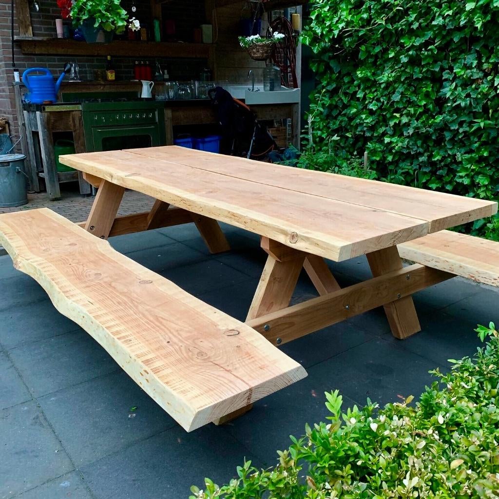Picknicktafel robuust, Ophalen, Nieuw, Rechthoekig, Hout
