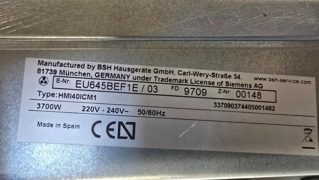Siemens inbouw inductie kookplaat EU645BEF1E, Witgoed en Apparatuur, Kookplaten, Ophalen, Refurbished, 4 kookzones, Inbouw