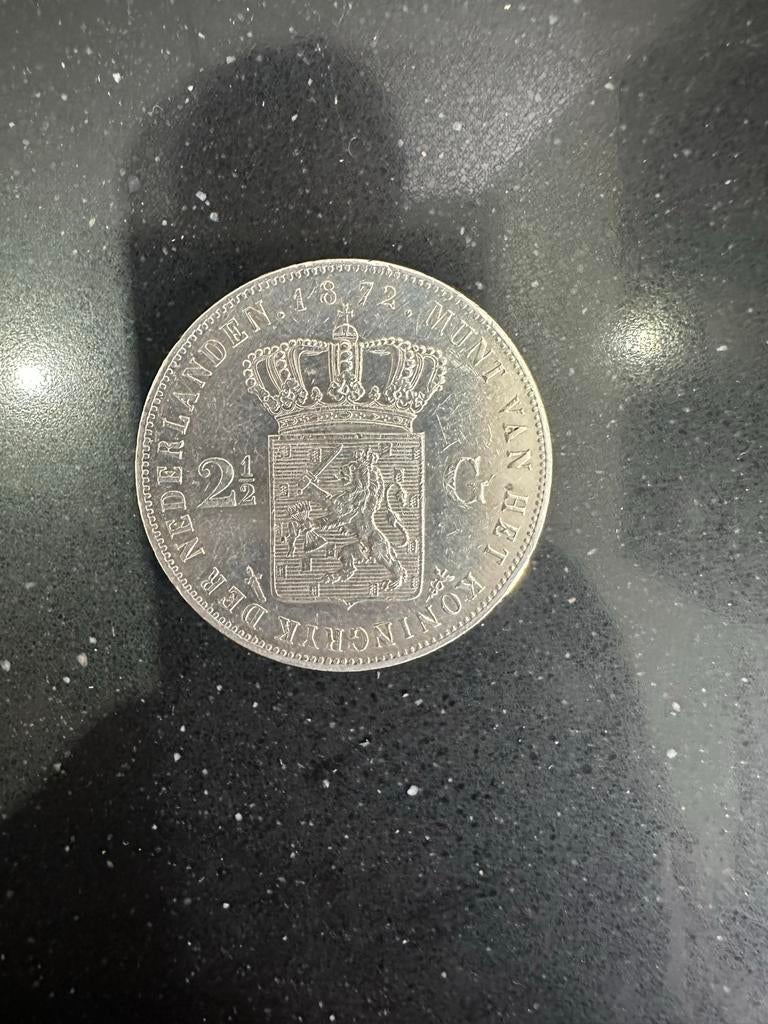 Rijksdaalder 1872 Willem III - Zilveren Munt, Postzegels en Munten, Munten | Nederland, Losse munt, 2½ gulden, Koning Willem III