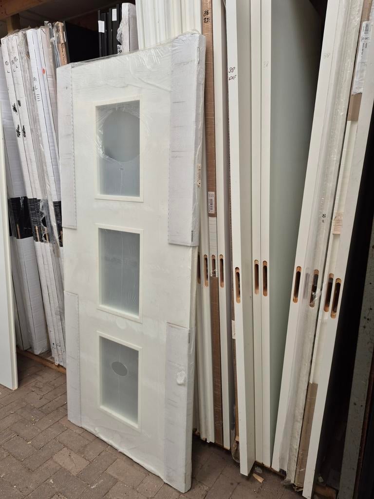 93x211,5cm binnendeur opdek links incl mat glas ral9010 XB7, Ophalen, 80 tot 100 cm, ., Binnendeur