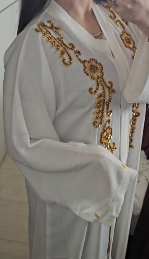 Dubai Abaya UAE - Feestelijke gelegenheden, Maat 38/40 (M), Wit, Dubai Abaya, Nieuw