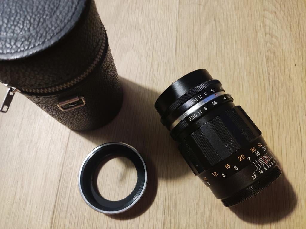 Cunor telephoto lens: 135mm f3.5 + adapter voor m42, Ophalen of Verzenden, Telelens