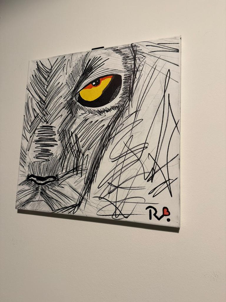Schilderij tijger levend oog 40x40, Antiek en Kunst, Ophalen of Verzenden