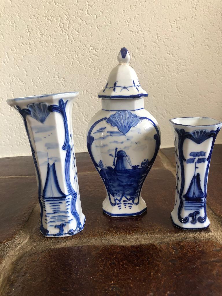 Oud blauw klein kaststel, Ophalen of Verzenden