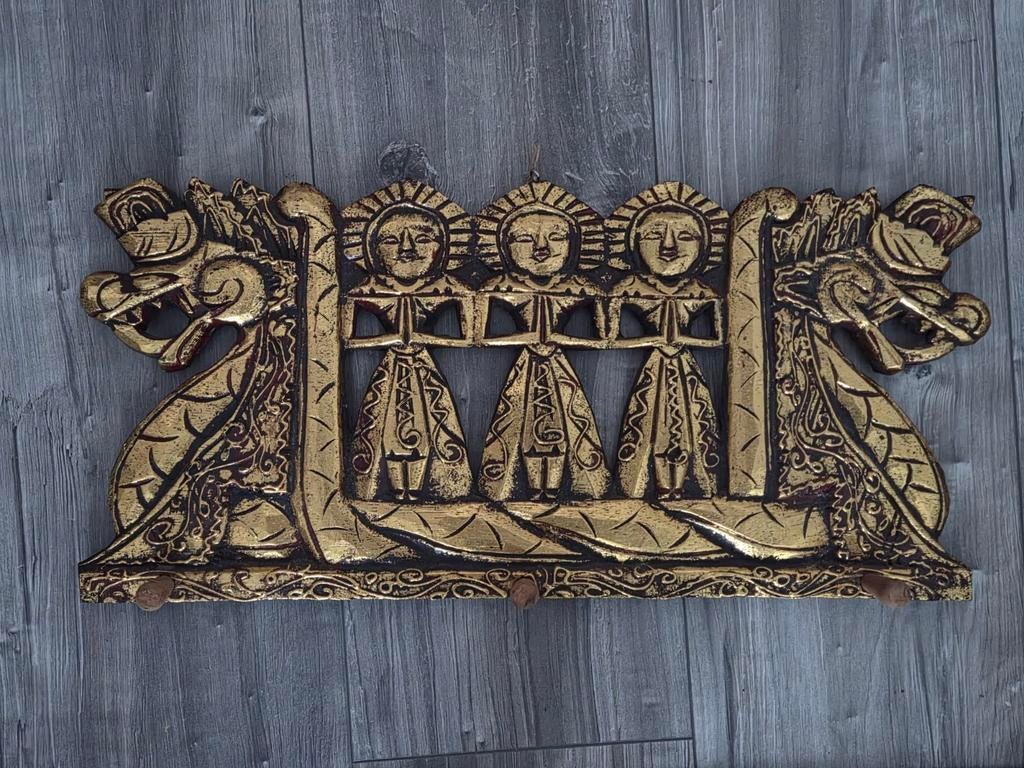 Balinese Houten Drakenboot Wanddecoratie, Ophalen of Verzenden