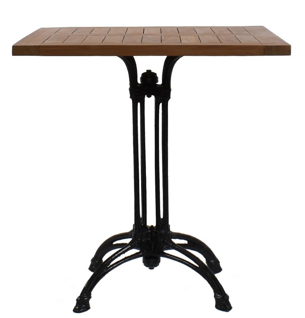 Teakhouten tafel met gietijzer onderstel vierkant 70 x 70 cm, Teakhout, 50 tot 100 cm, Vierkant, Nieuw