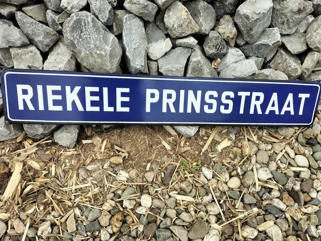Emaille Straatnaambord Riekele Prins, Antiek en Kunst, Ophalen of Verzenden