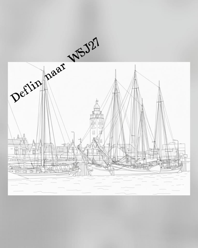 Unieke Lijntekeningen van Harlingen, Ophalen of Verzenden