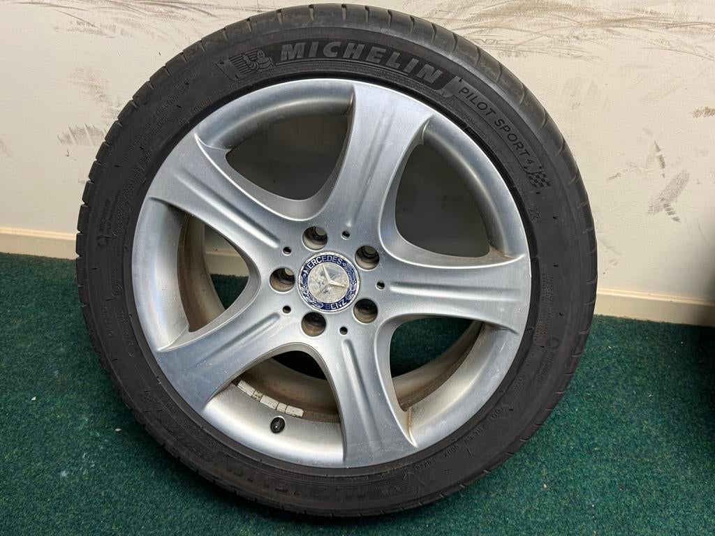 Mercedes Velgen met Michelin Zomerbanden 17 inch, Ophalen, Gebruikt, Banden en Velgen, 17 inch