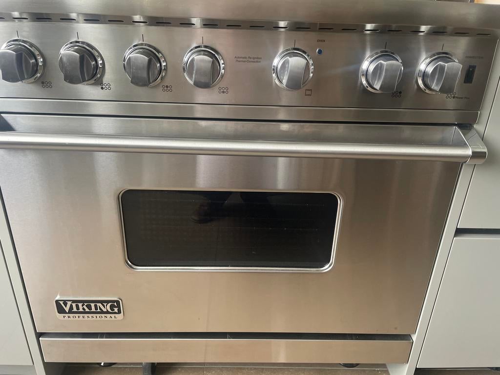 Viking Professional Oven RVS 6-pit gascombinatie., Ophalen, Zo goed als nieuw, Rvs of Chroom