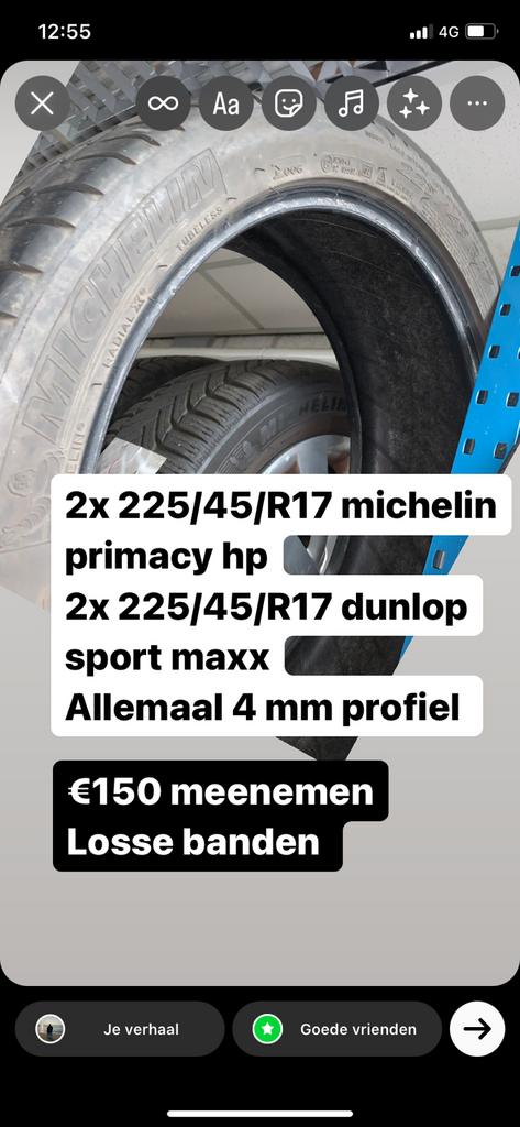 Dunlop en michelin sport banden 4 mm, Ophalen of Verzenden