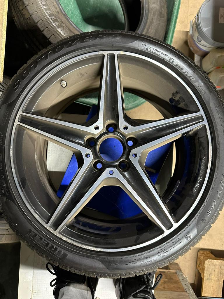 Mercedes amg velgen met winterbanden, Ophalen, 18 inch, Gebruikt, Banden en Velgen