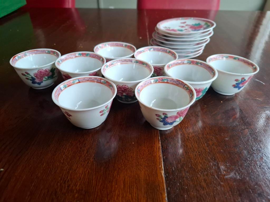 Samson porselein: 8 kopjes met schoteltjes, Antiek en Kunst, Ophalen of Verzenden