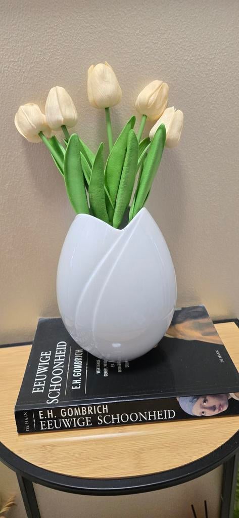 Arzberg porselein tulp vaas 20cm, Wit, Aardewerk of Porselein, Ophalen of Verzenden, Zo goed als nieuw
