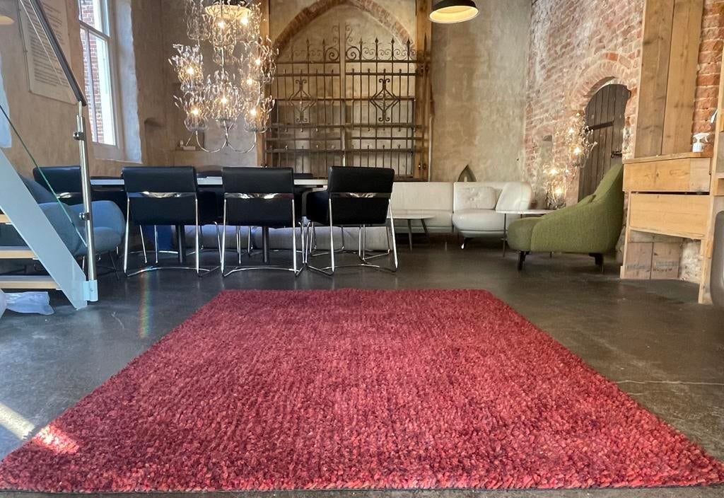 Brink en Campman Dots tapijt red 170 x 240, Ophalen, Wit, 150 tot 200 cm, Rechthoekig