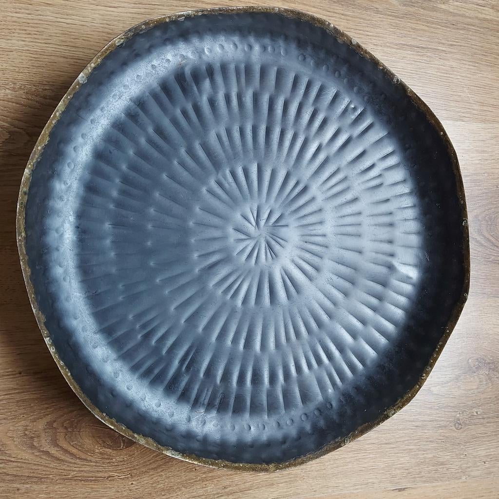 Decoratie plateau, Huis en Inrichting, Woonaccessoires | Dienbladen, Ophalen, Zo goed als nieuw, Rond, Metaal