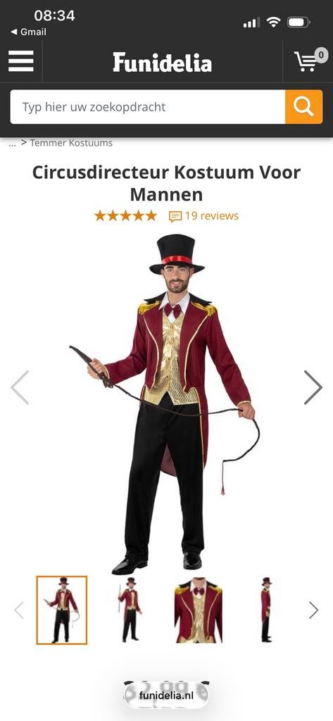 Verkleedset circusdirecteur maat L, Ophalen of Verzenden, Zo goed als nieuw, Kleding