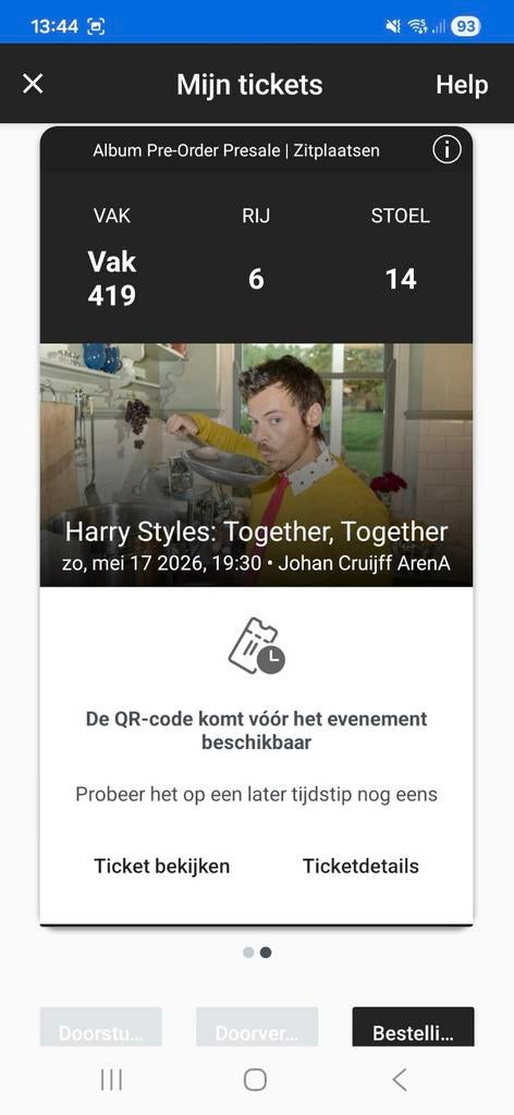 Harry Styles concert, 17 mei, Amsterdam, 2 tickets, 2e rang, Twee personen, Mei