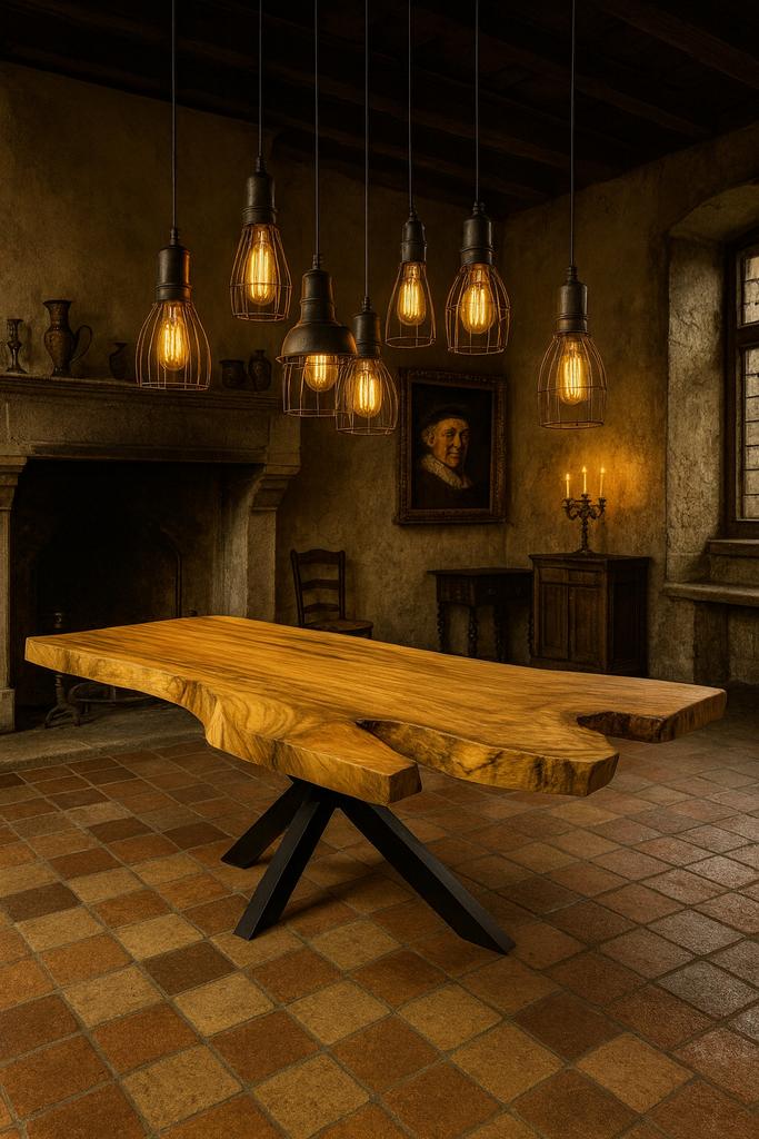 Eettafel/Boom Suar hout 230 spinpoot Direct/leverbaar E-7286, Huis en Inrichting, Tafels | Eettafels, Nieuw, 100 tot 150 cm, 200 cm of meer