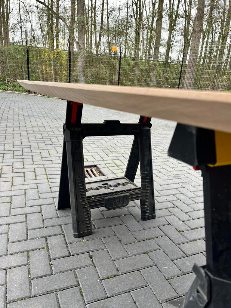 Organische eettafel 260x110x3 verjongd eiken rustiek, Ophalen, 100 tot 150 cm, Eikenhout, Vijf personen of meer