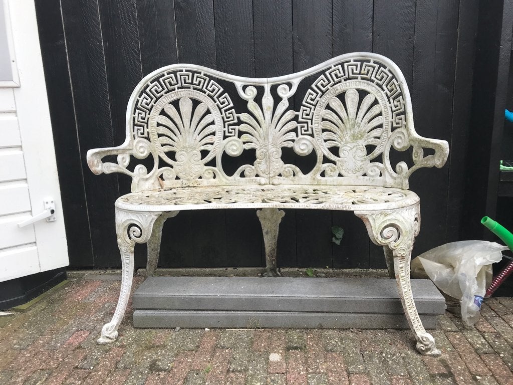Vintage ijzeren tuinbankje, Tuin en Terras, Tuinbanken, Ophalen, Gebruikt, Metaal
