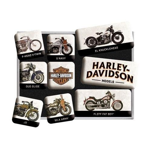 Harley Davidson model chart reclame magneetjes magneet set, Ophalen of Verzenden, Nieuw, Auto's
