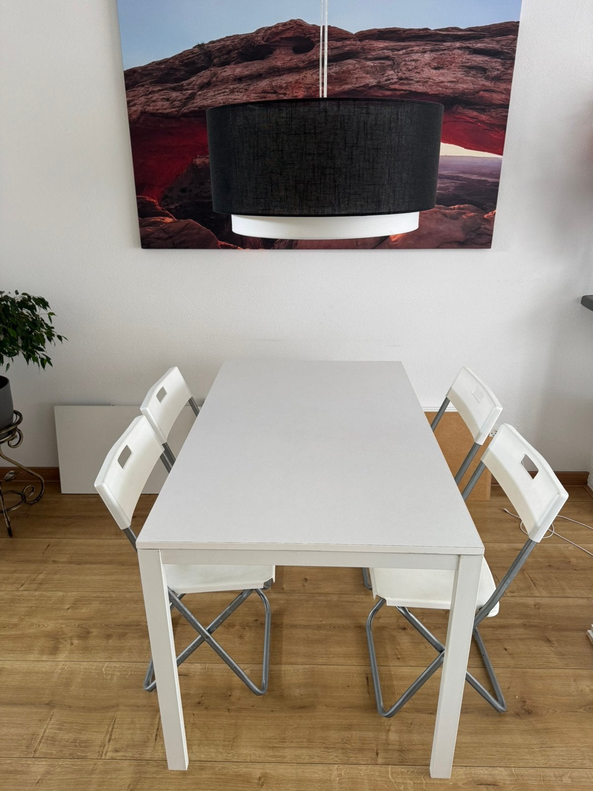 Ikea MELLTORP tafel met 4 Ikea stoelen, Ophalen, Gebruikt, 100 tot 150 cm, 50 tot 100 cm