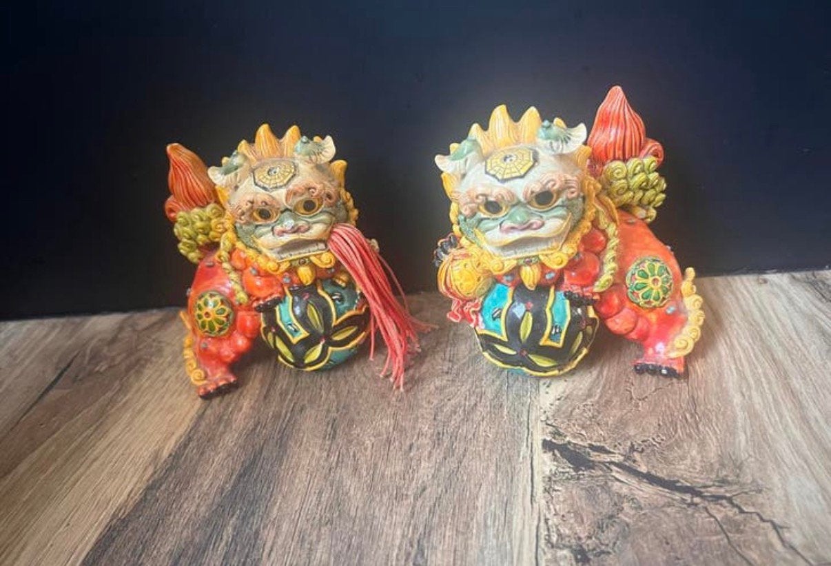 Set van 2 Chinese Foo Dogs / Guardian Lions, Ophalen of Verzenden