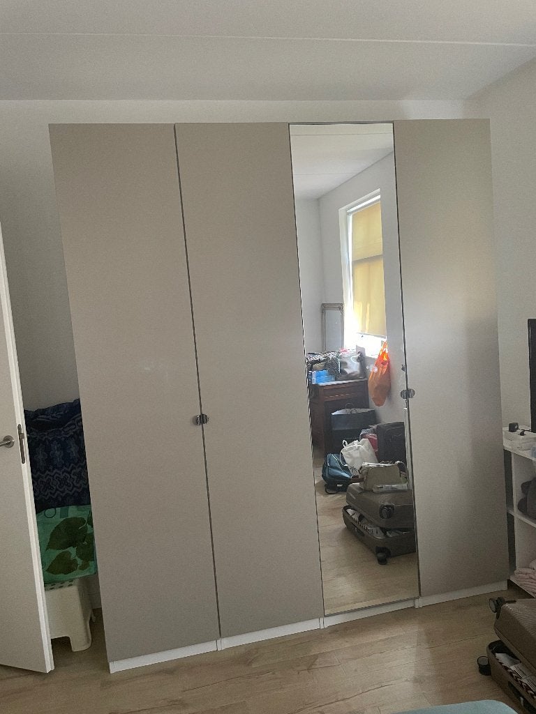 Kledingkast Ikea pax, Huis en Inrichting, Kasten | Kledingkasten, Ophalen, Strak, grijze deuren., 200 cm of meer, 150 tot 200 cm