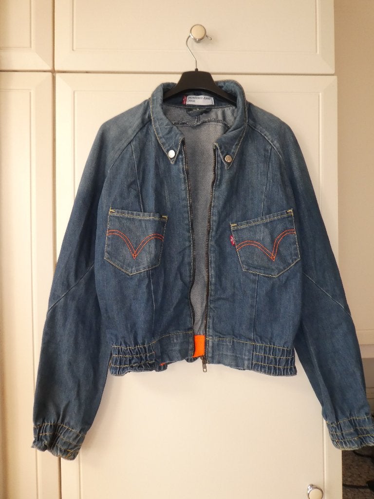 Levi's Engineered spijkerjasje M vintage oranje geel accent, Maat 38/40 (M), Gedragen, Levi's Engineered, Verzenden