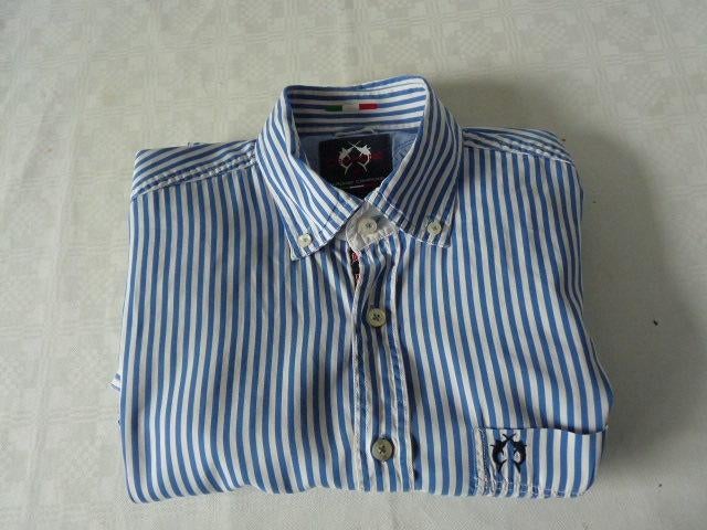 Blauw wit strepen casual overhemd van Claudio Campione M, Kleding | Heren, Overhemden, Zo goed als nieuw, Halswijdte 39/40 (M)