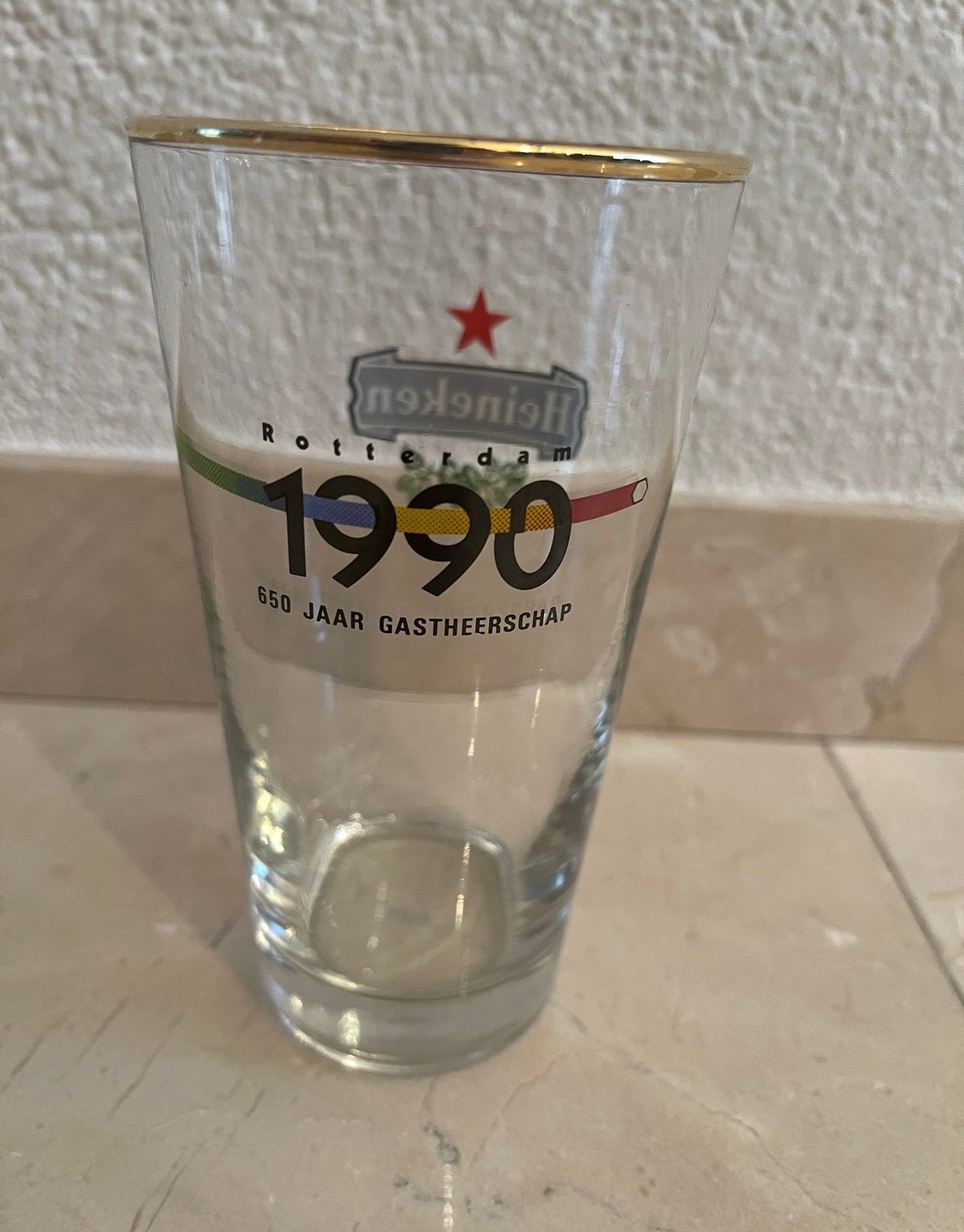 HEINEKEN GLAS MET OPDRUK, Ophalen of Verzenden, Zo goed als nieuw, Glas of Glazen, Heineken