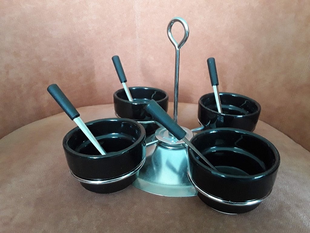 Nieuwe draaibare glazen bakjes met lepeltjes voor € 5,=, Ophalen of Verzenden, Nieuw