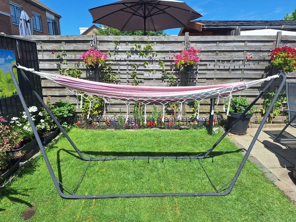 Hangmatten met standaard, Tuin en Terras, Ophalen, Gebruikt, Eenpersoons, Met standaard
