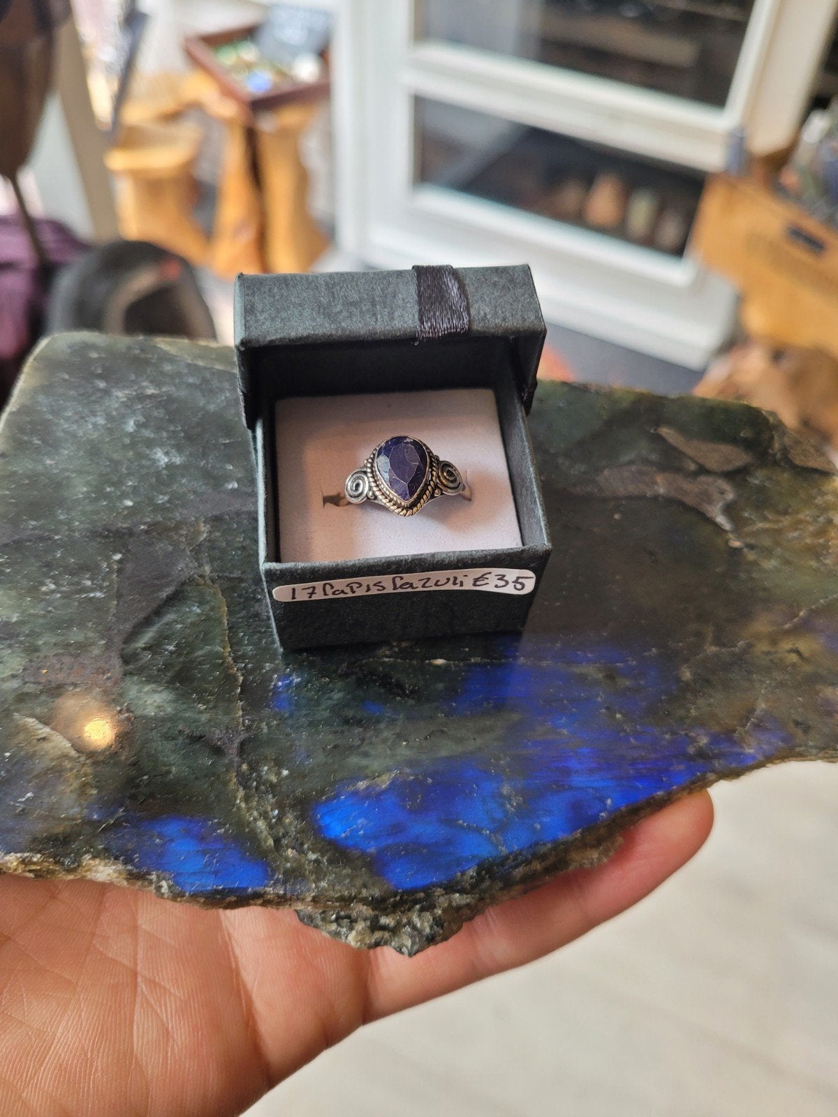 Mooie zilveren ring met lapis lazuli steen maat 17, Blauw, Nieuw, Ophalen of Verzenden, X