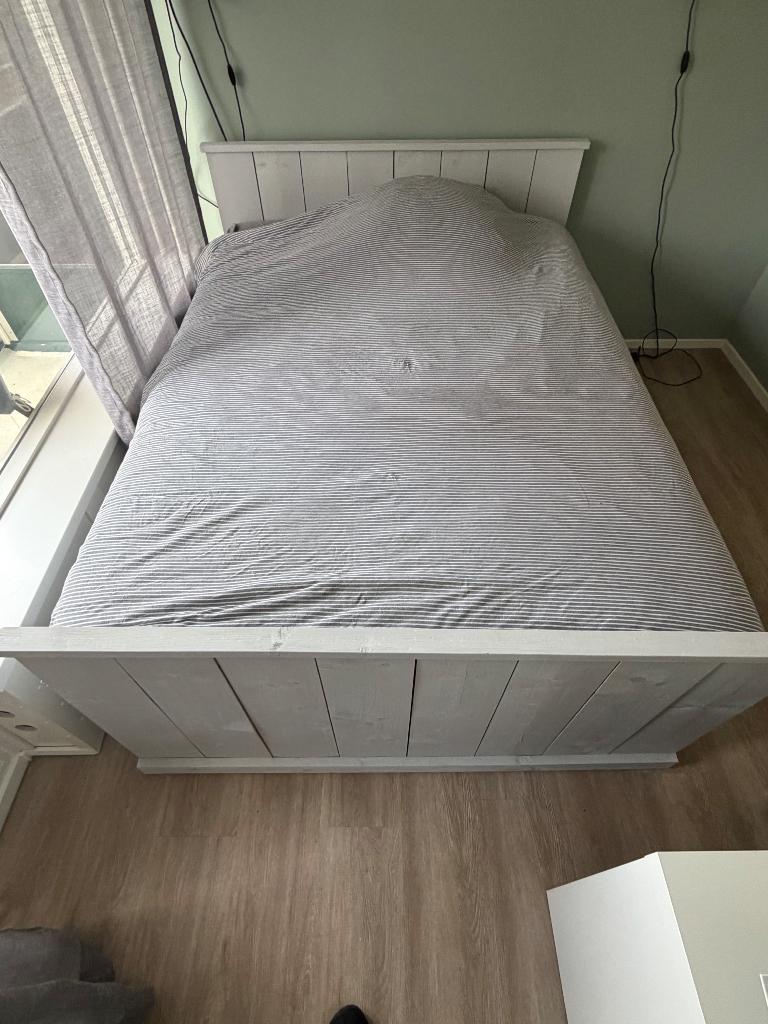 Bed steigerhout, Ophalen, Steigerhout, 140 cm, Nieuw