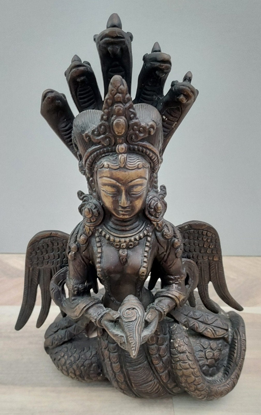 Naga Kanya  messing beeld uit Nepal., Ophalen of Verzenden, Gebruikt, Metaal, 22 cm