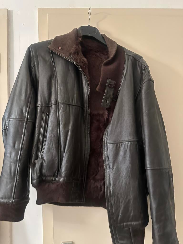 Leren bomber jas met bont heren, Ophalen of Verzenden, Zo goed als nieuw, Zwart