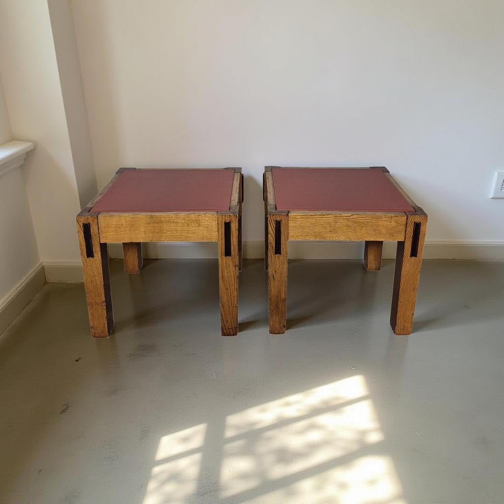 Set van 3 Amsterdamse School bijzettafels/krukjes, Ophalen