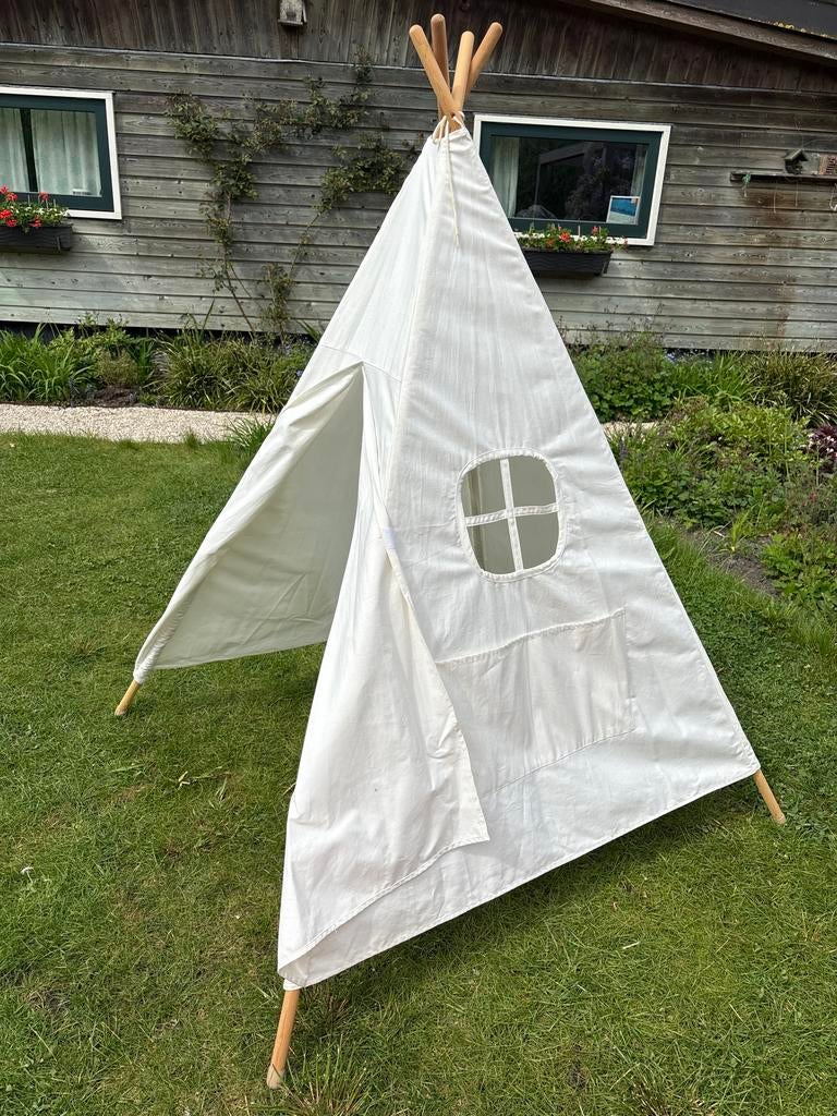 Witte Tipi Tent voor Kinderen - Speeltent Binnen/Buiten, Ophalen, Gebruikt, Hout