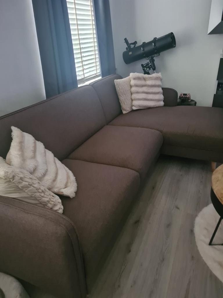 Hoekbank taupé, Huis en Inrichting, Ophalen, Gebruikt, Vierpersoons of meer