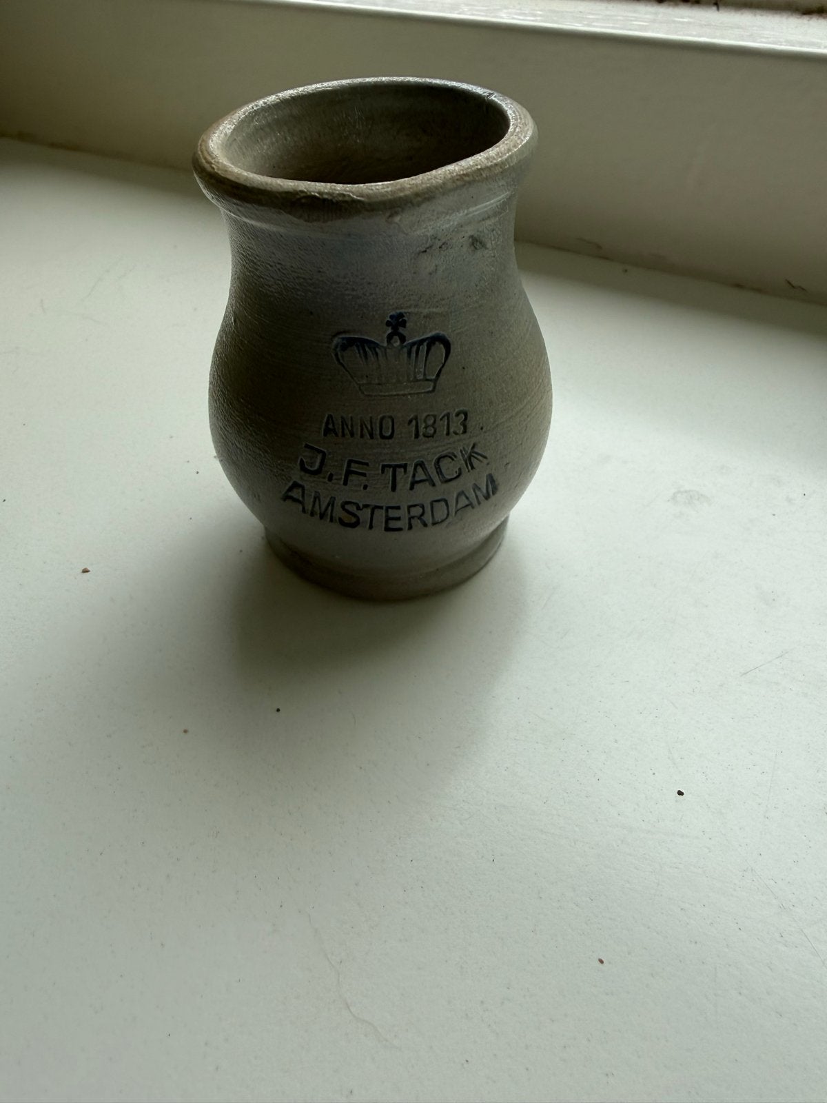 Antieke J.F. Tack Amsterdam Anno 1813 Stoneware Mok, Antiek en Kunst, Ophalen of Verzenden