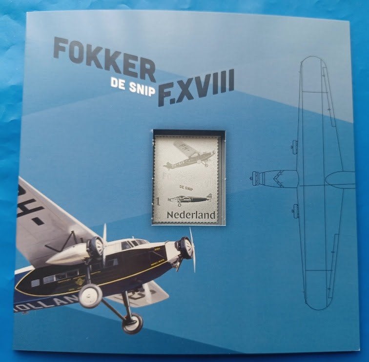 Postzegel met zilver- Nederlandse vliegtuigen Fokker F.XVIII, Verzenden, Postfris